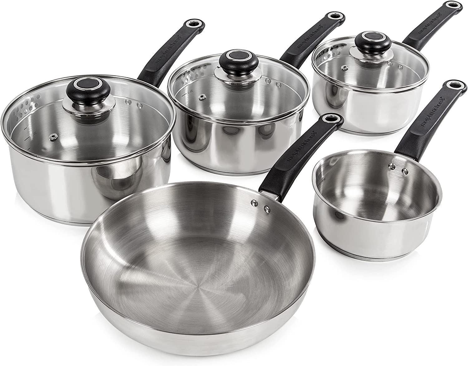Morphy Richards Equip Stainless Steel Saucepan Set, 5 Piece Stainless Steel