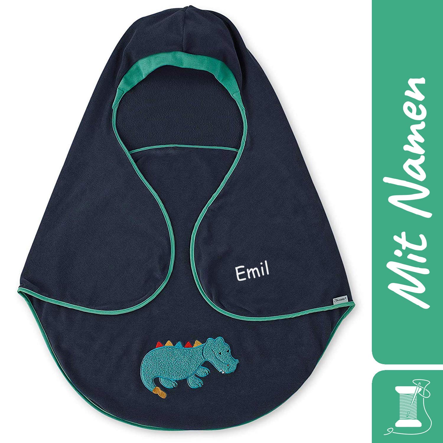 Sterntaler Baby Swaddling Blanket with Name, Universal for Baby Seat, Car Seat, e.g. for Maxi-Cosi, Cybex, Kiddy, Römer, for Pram, Buggy or Baby Cot, Cuddly Zoo Crocodile Dark Blue/Green Boy