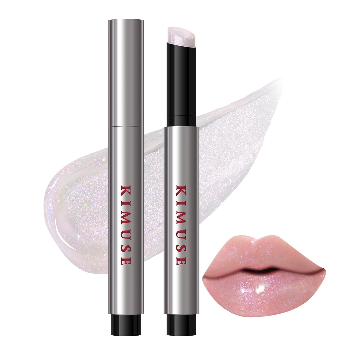 KIMUSE Lip Plumper, Hydrating Korean Lip Gloss, Click Tinted Lip Balm Solid Lipstick for Plumps & Moisturises, Long Wearing All-in-One Lip Plumping, Gloss, Balm