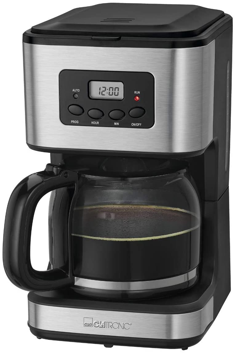 Clatronic KA 3642 12-14 Cup Coffee Filter Machine, 1.5 Litre, Stainless Steel Front, Timer, Stainless Steel, Black