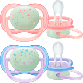 Philips Avent Pacifier ultra air night silicone, pink/purple, 0-6 months, 2 pcs