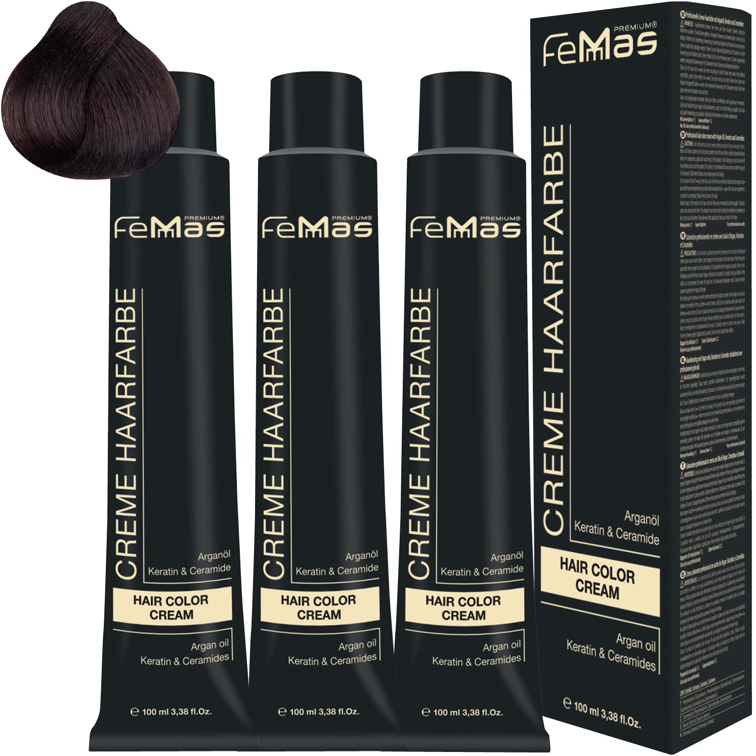 Femmas Hair Colour Cream 100 ml Hair Colour Pack of 3 Light Brown Amber Chocolate 5.89, ‎light