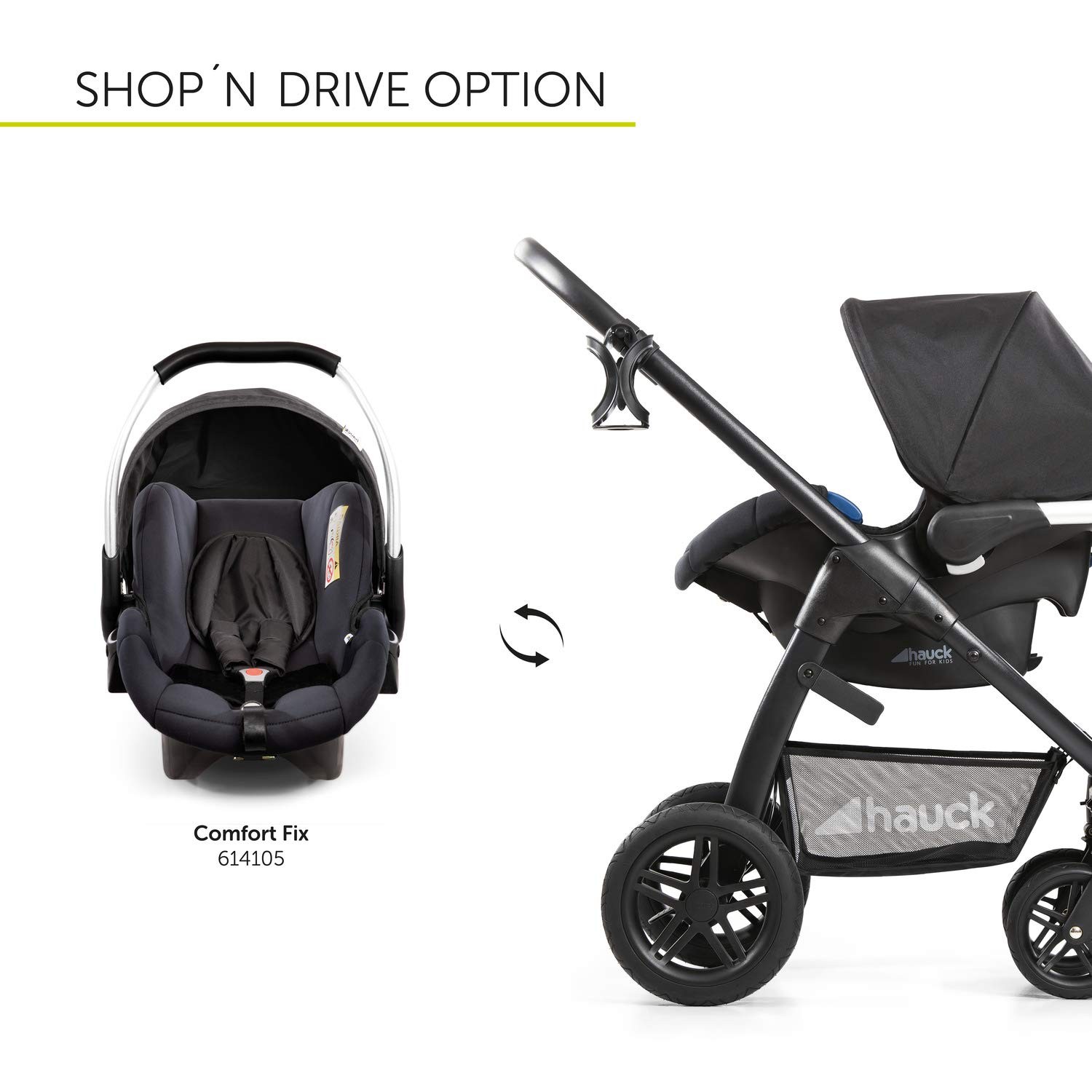 Hauck Saturn R All-Terrain Sport Pram + Leg Cover, Rotatable, up to 25 kg, XL Hood, Cup Holder, Height-Adjustable, Compact Foldable, Compatible with Baby Carrycot & Baby Seat