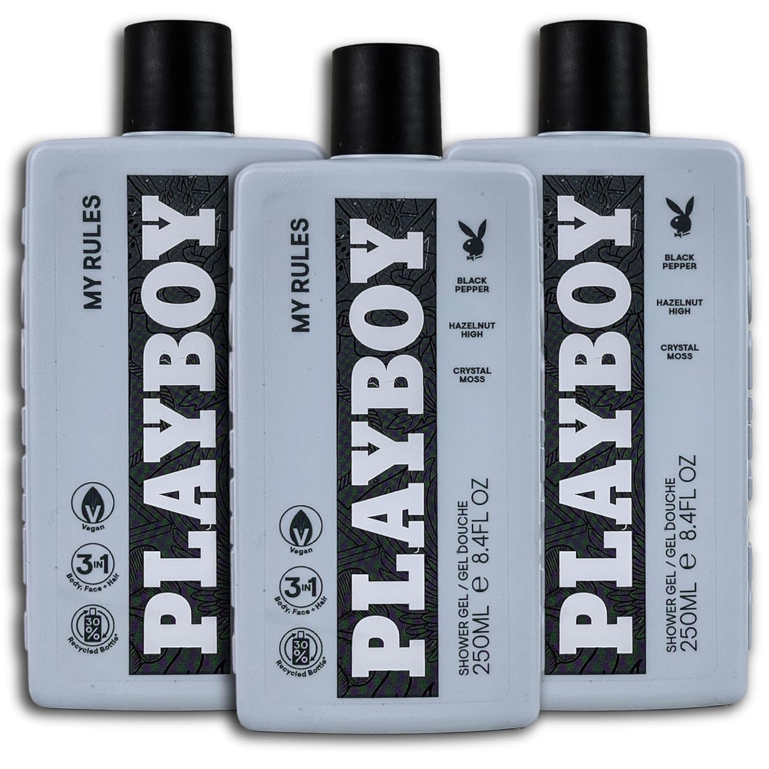 Playboy My Rules 3-in-1 Shower Gel 3 x 250 ml Pack of 3