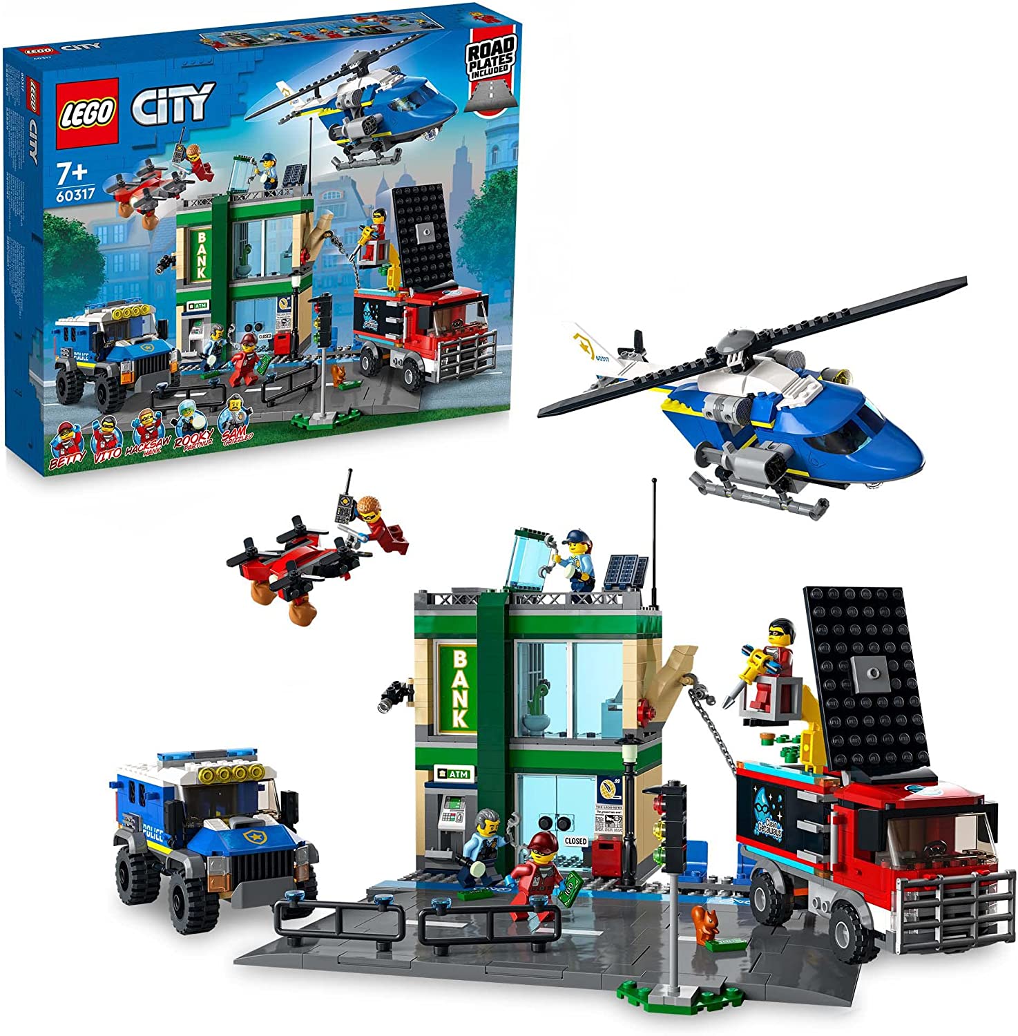 LEGO 60317 City Banküberfall mit Verfolgungsjagd mit Hubschrauber, Drohne u
