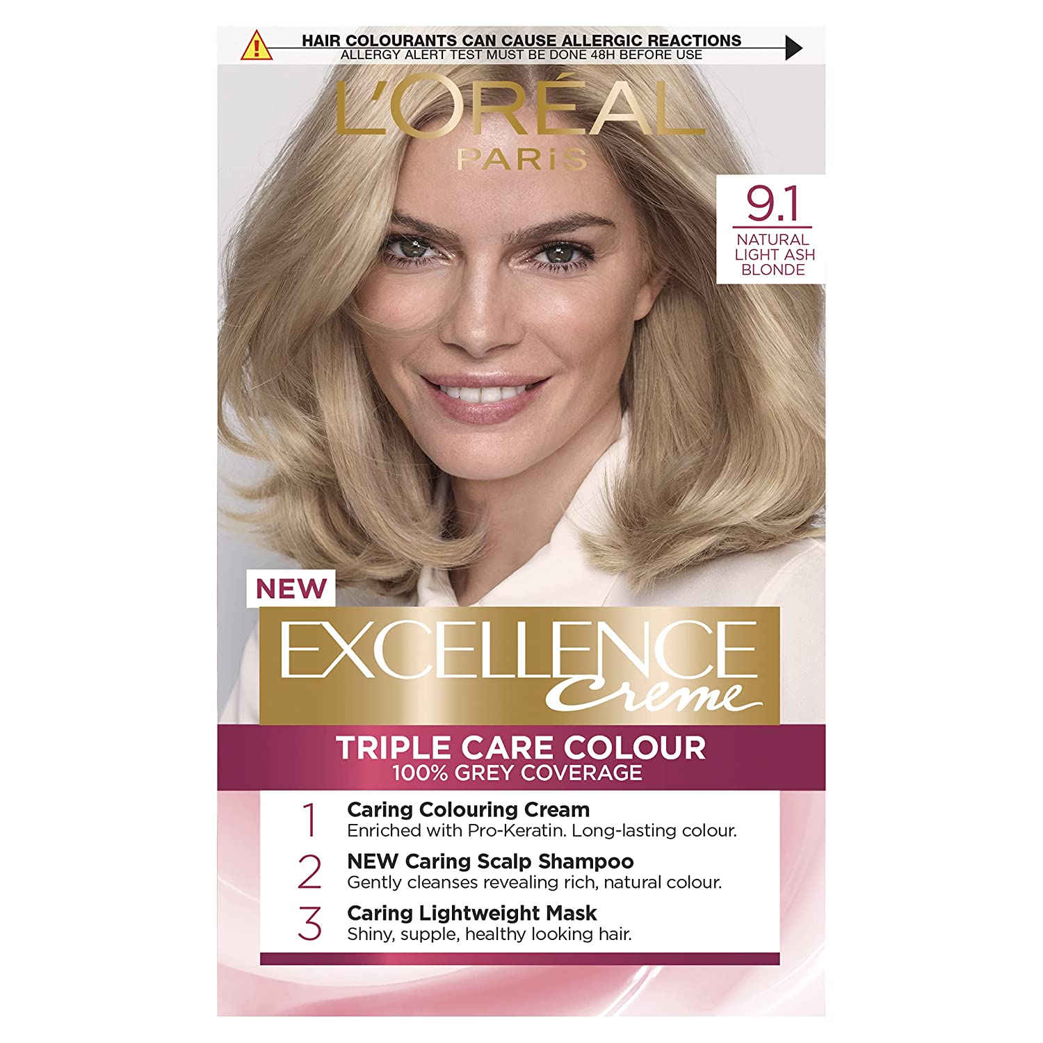L'Oréal Paris L\'Oréal Paris L\'Oreal excellence permanent hair dye, ash ‎9.1 natural blonde