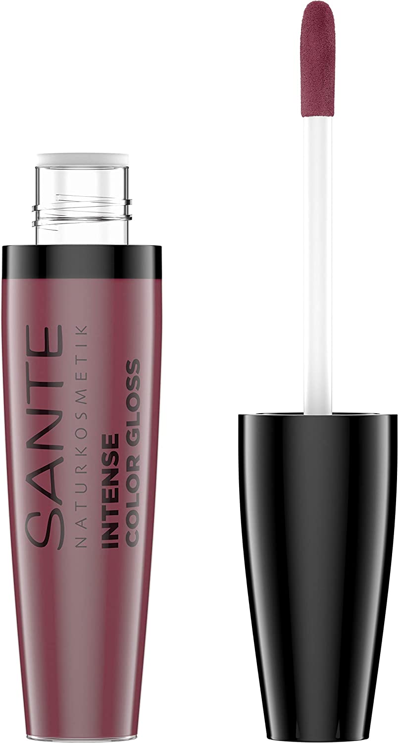 SANTE Naturkosmetik Intense Color Gloss 03 Stubborn Plum Lip Gloss Effect Intense Colour Pigmentation with Organic Shea Butter Moisturising 9 ml, ‎03