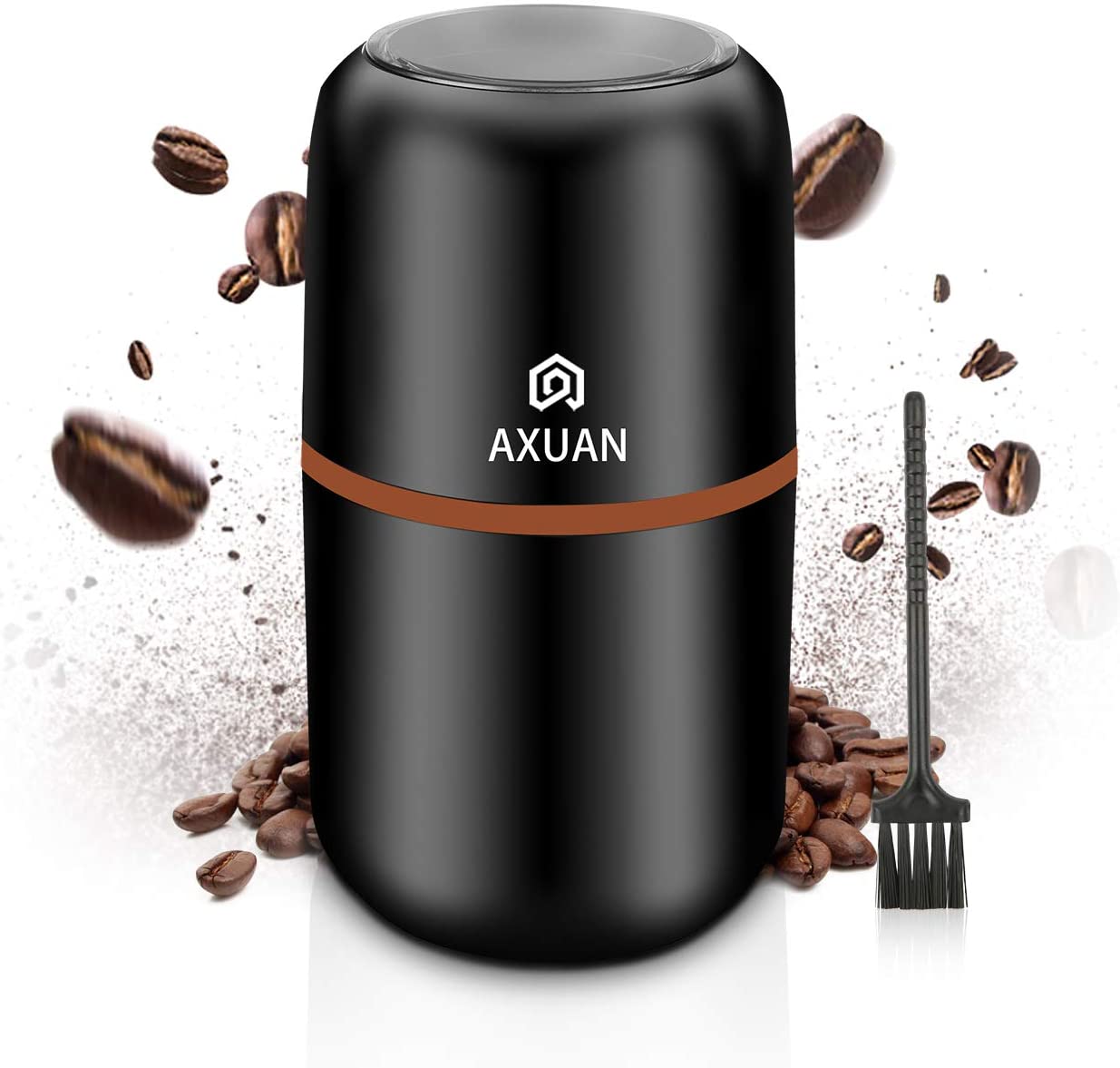 AXUAN Electric Coffee Grinder, Electric Coffee Bean Mill, Beans, Nuts and Grain Grinder with 304 Stainless Steel Blades, 30000 rpm, Powerful Motor, 120 g Capacity
