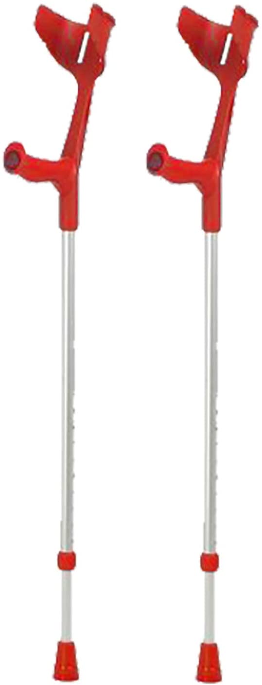Rebotec Soft Grip Pair Of Walking Aids Forearm Crutches Red