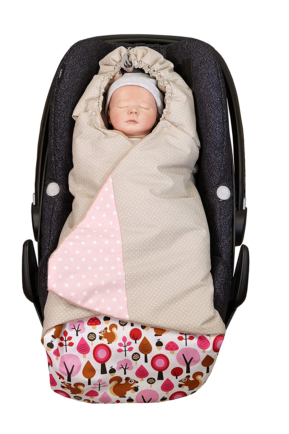 ULLENBOOM ® Swaddling Blanket Baby Seat Sand Squirrel (Made in EU) - Baby Blanket for Car Seat (e.g. Maxi Cosi®), baby bath or pram, ideal blanket for babies (0 to 9 months)