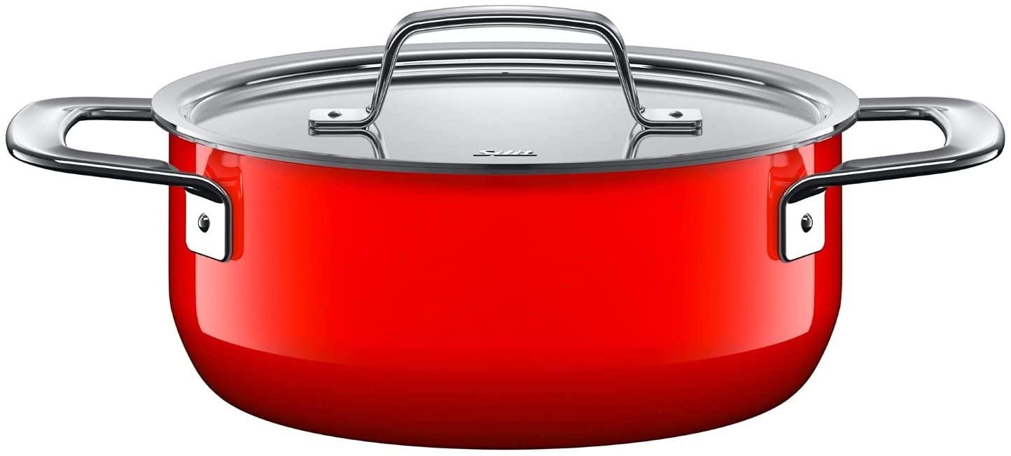 Silit Zeno Red Cooking Pot 20 cm Metal Lid Stewing Pot 2.4 L Silargan Functional Ceramic Induction Pot Red