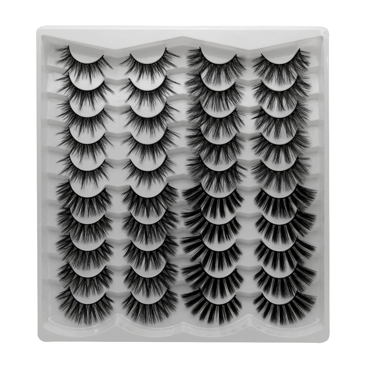 Riya 20AS03 4 Styles Mixed Natural Dramatic False Eyelashes without Glue, 3D Natural Thick Handmade Long Reusable Soft Extension Makeup Eyelashes (20 Pairs)