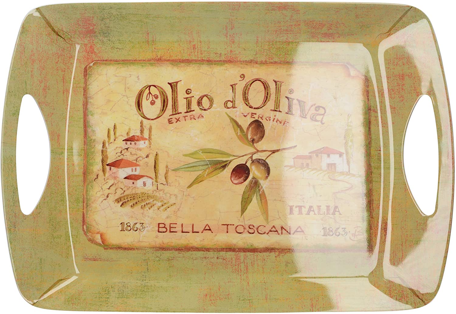 Creative Tops Olio dOliva Luxury Melamine Serving Tray, Green, Large
