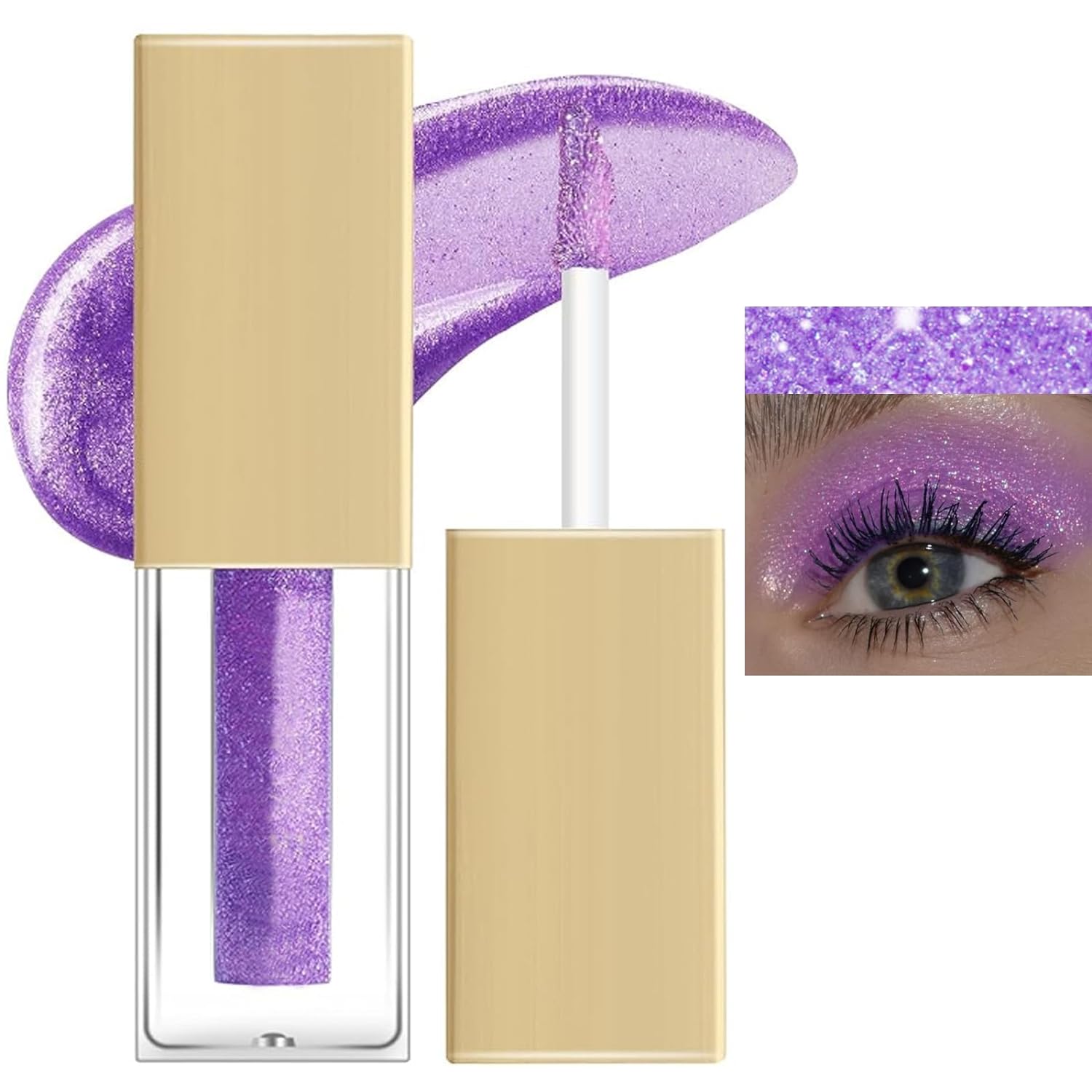 Housn Metallic Glitter Liquid Eye Shadow, Durable Shiny Glitter Waterproof Shimmer and Shine Liquid Eye Shadow, Starry Sequins, Long-Lasting and Pigmented (#10)