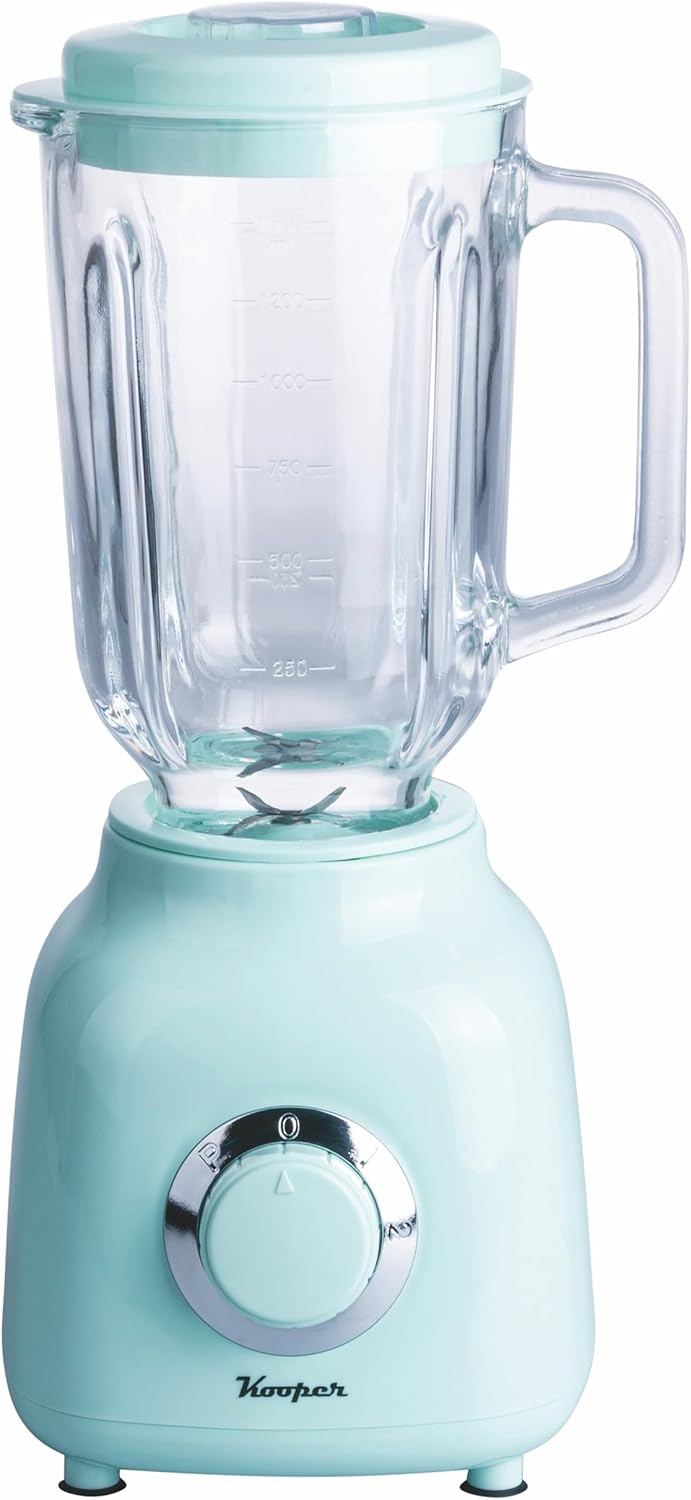 Electric Mixer Aquamarine Glass Measuring Cup 1.5L Stainless Steel Blades 2 Speed ​​500W Cooper