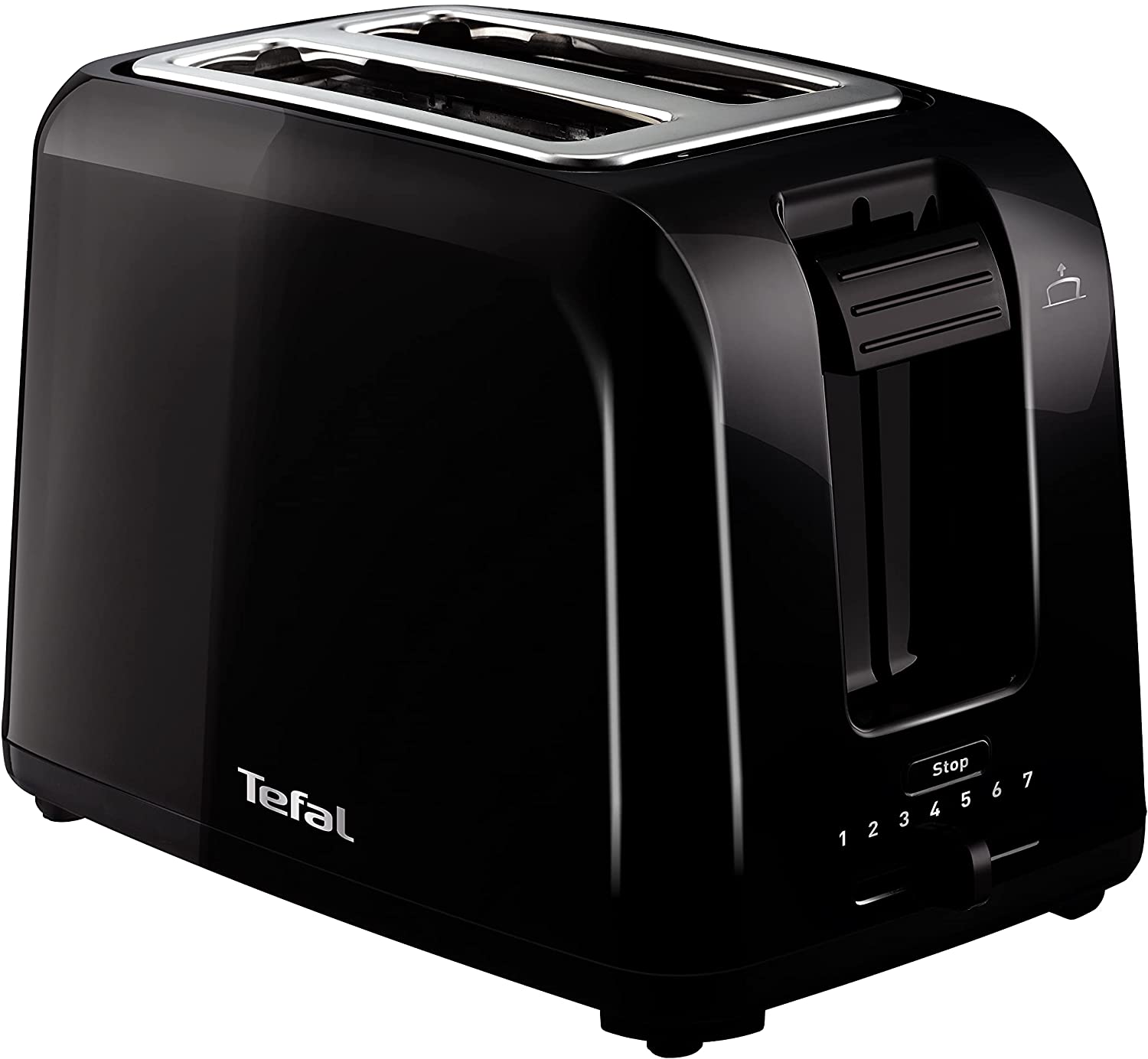 Tefal TT1A28 Vita Toaster, 7 Browning Levels, 2 Toast Slots, Centres Bread Slices, Lifting Function, Function Buttons, Crumb Drawer, Black