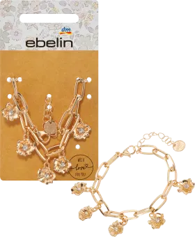 ebelin bracelet with flower pendant, gold look, 1 piece