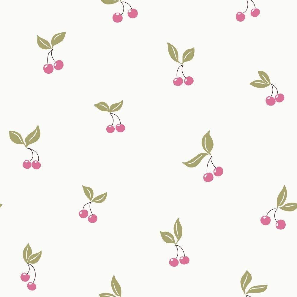 Lilleby 2654 Fleece Wallpaper Cherries Red White