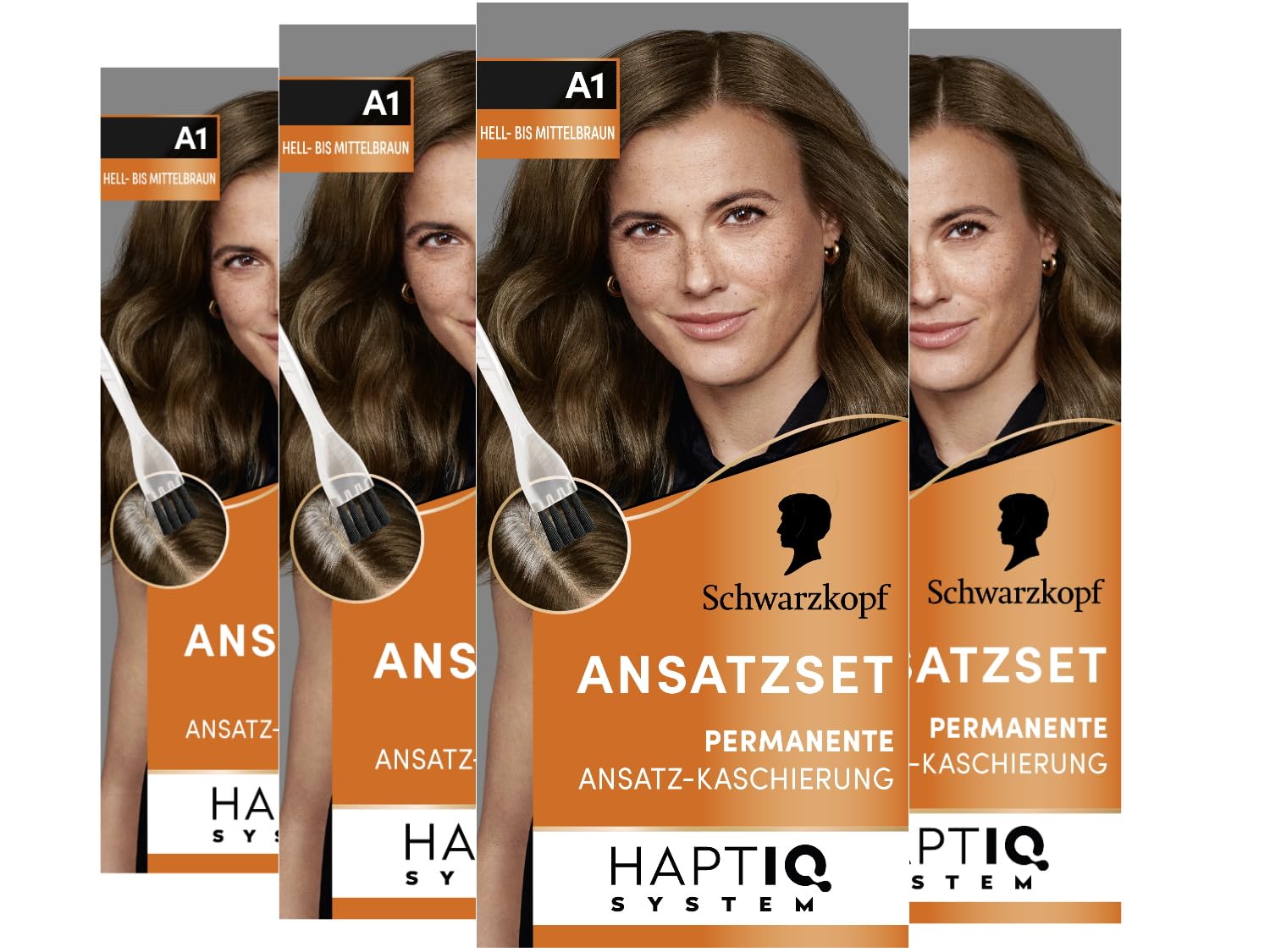 Schwarzkopf Root Set A1 Light to Medium Brown Level 3 (4 x 44.5 ml), Permanent Hair Color for Concealing Hairline in Just 10 Minutes, Root Color for Harmonious Transitions
