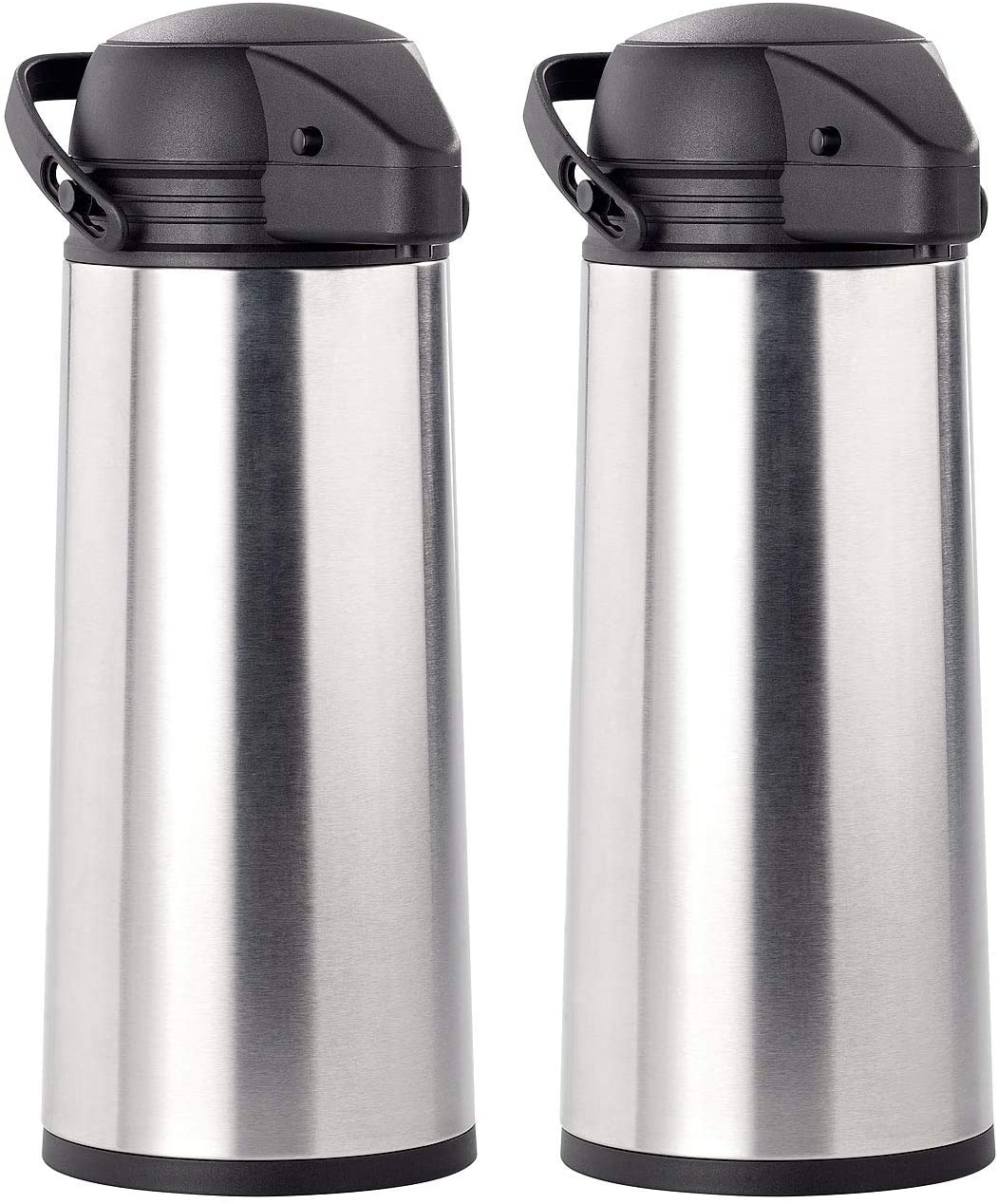 Rosenstein & Söhne Thermos Jug: 2 Pack Stainless Steel Pump Vacuum Insulated Jug, 1.9 Litre (Coffee Pots)
