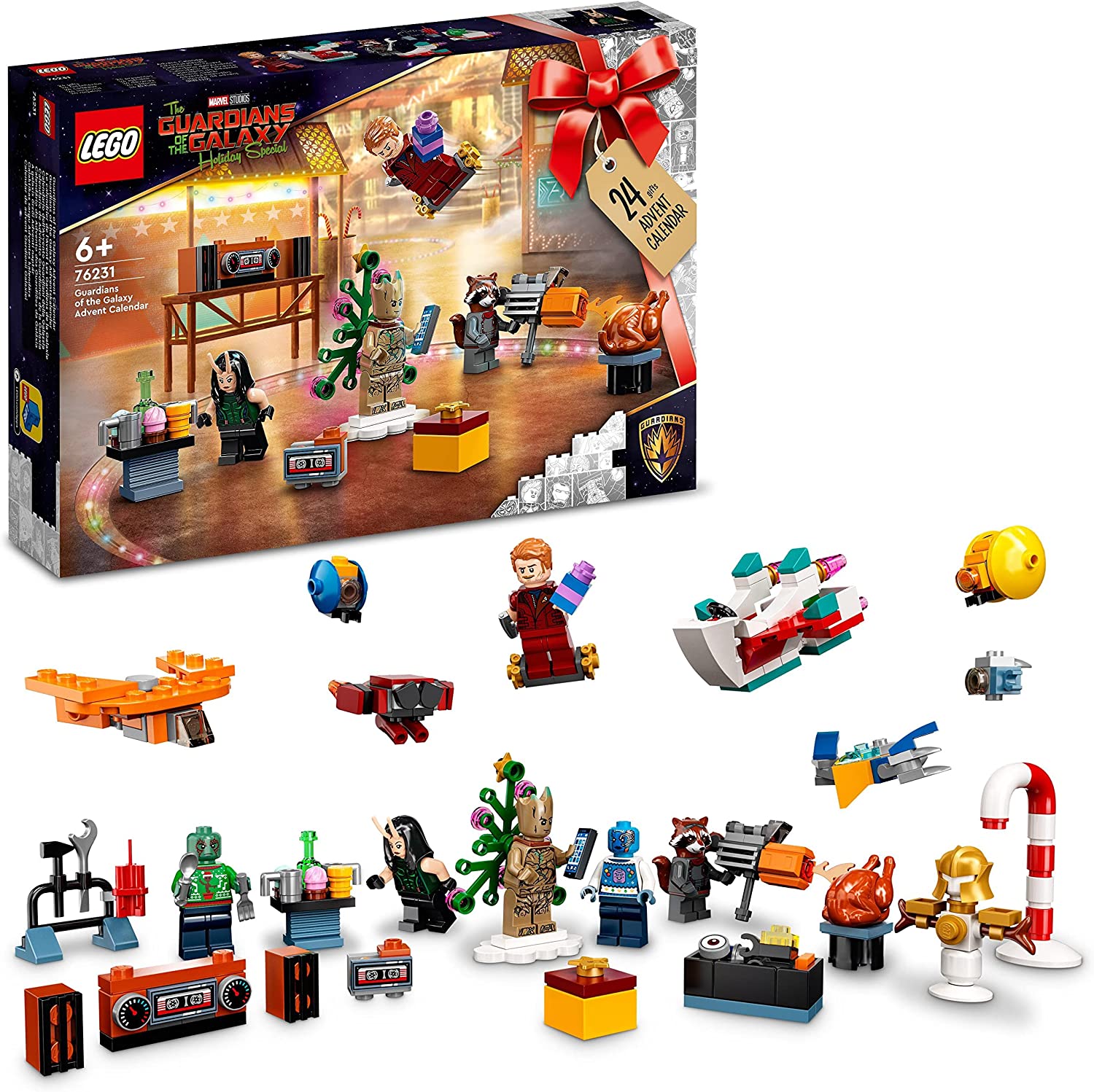 LEGO 76231 Marvel Guardians of The Galaxy Advent Calendar 2022 with Groot, Spaceship and Superhero Mini Figures, Buildable Christmas Calendar