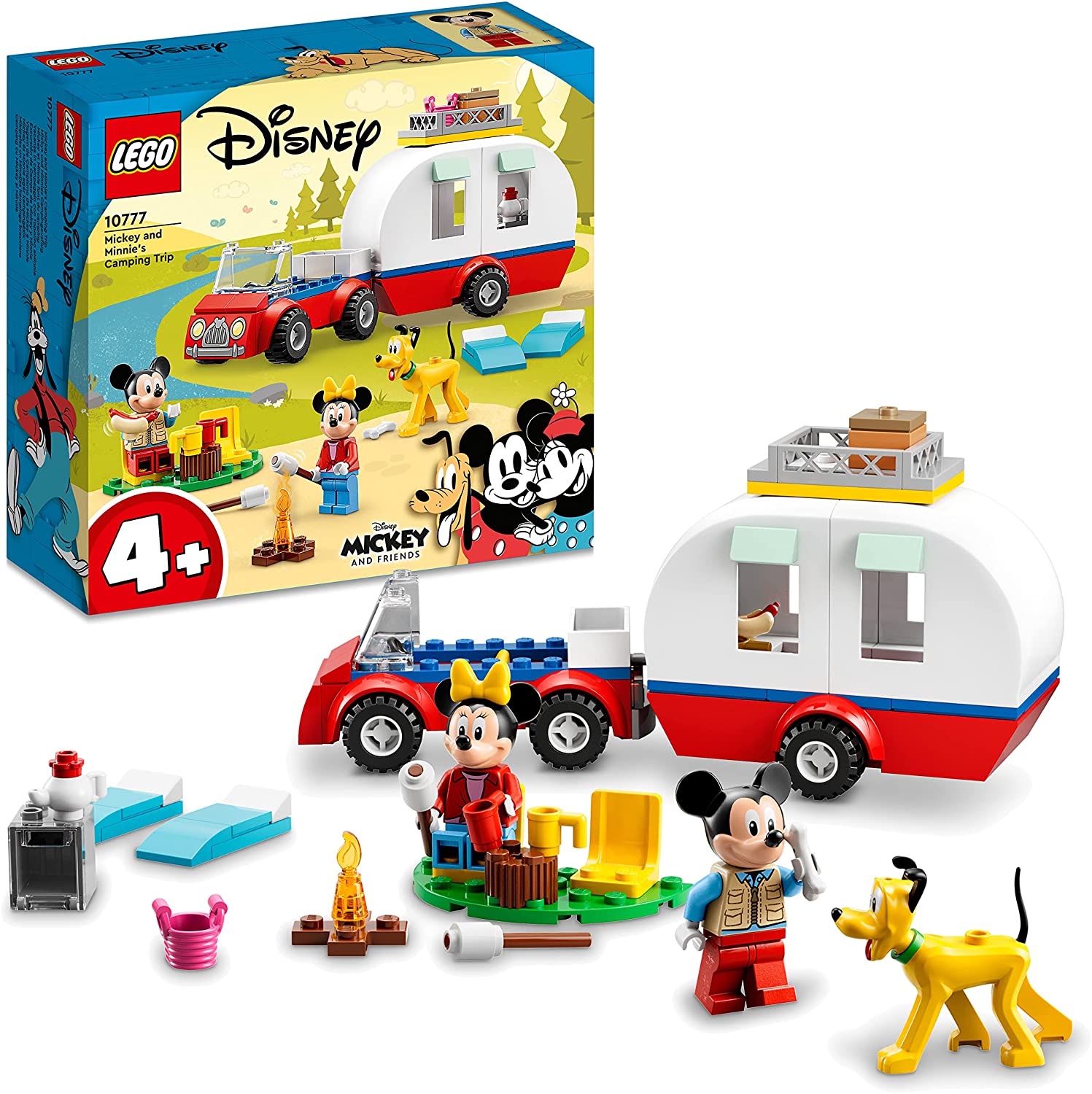 LEGO 10777 Disney Mickey and Minnies Camping Trip, Motorhome with Minnie, Mickey Mouse and Pluto Dog Figures for Children from 4 Years