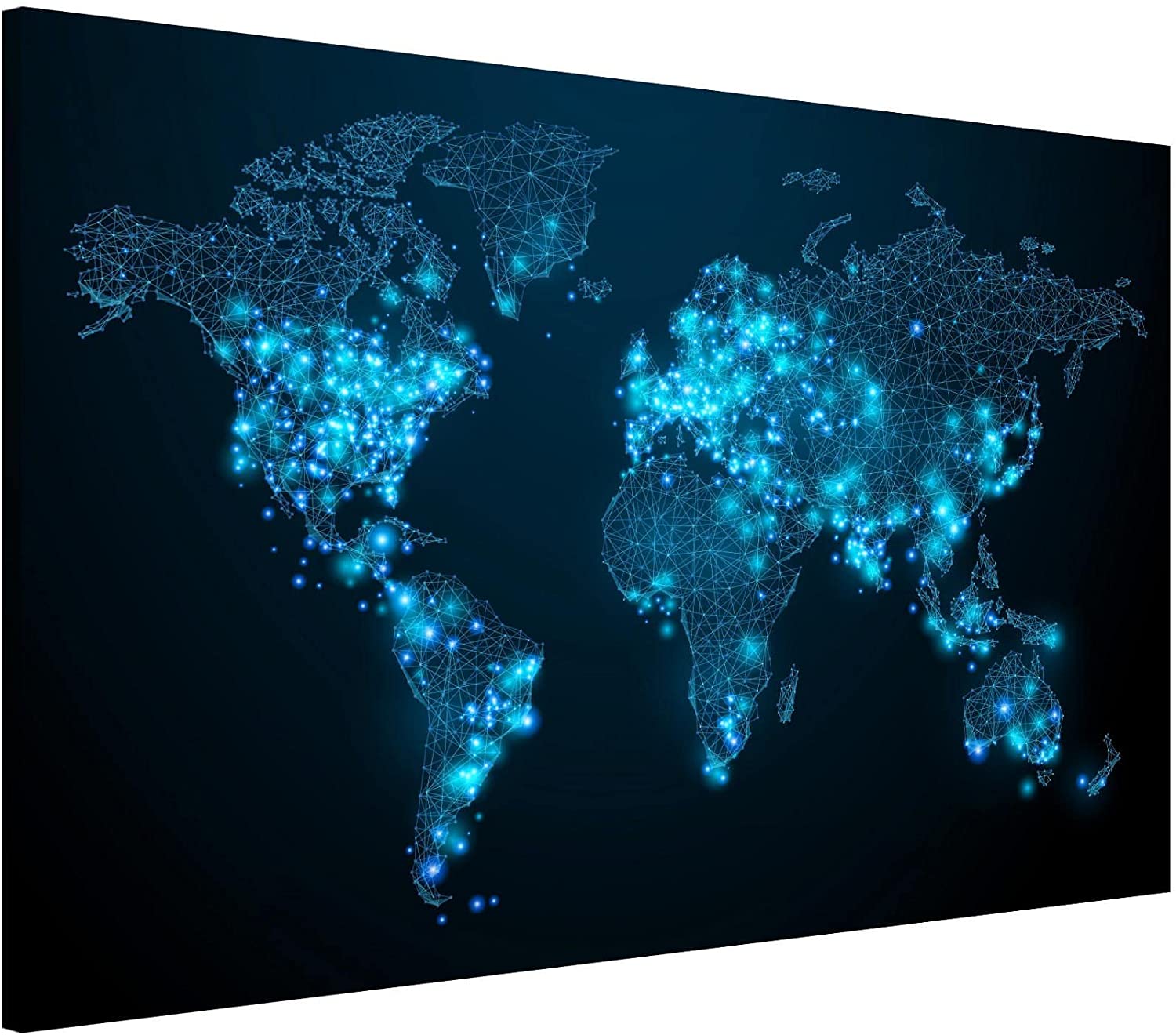 Bilderwelten Magnetic Board – Connected World Map – Memo Board Landscape Format 2:3 Wall Picture Magnetic Board Pin Board Magnetic Board Steel Kitchen Office