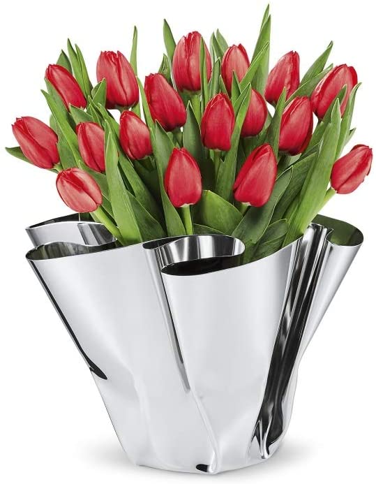 Philippi - Margeaux vase - stainless steel vase folded by hand - ideal for tulips, roses- decorative object
