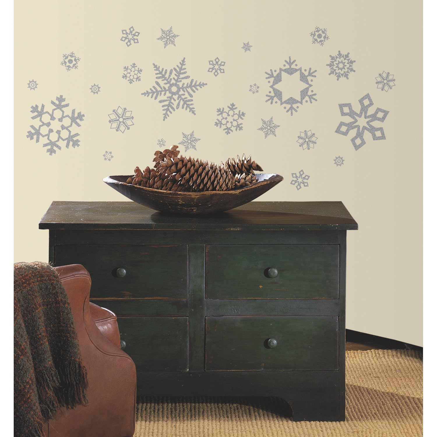 Roommates Glitter Snowflakes Childrens Repositionable Wall Stickers, Multi
