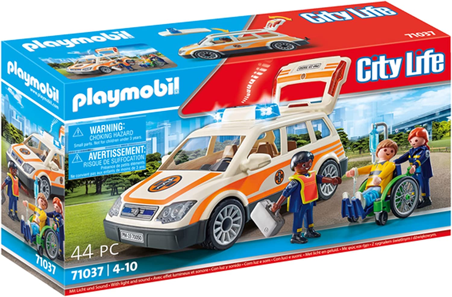 PLAYMOBIL City Life 71037 Emergency Doctor Car with Various Equipments in Doctor\'s Case and Wheelchair from 4 Years