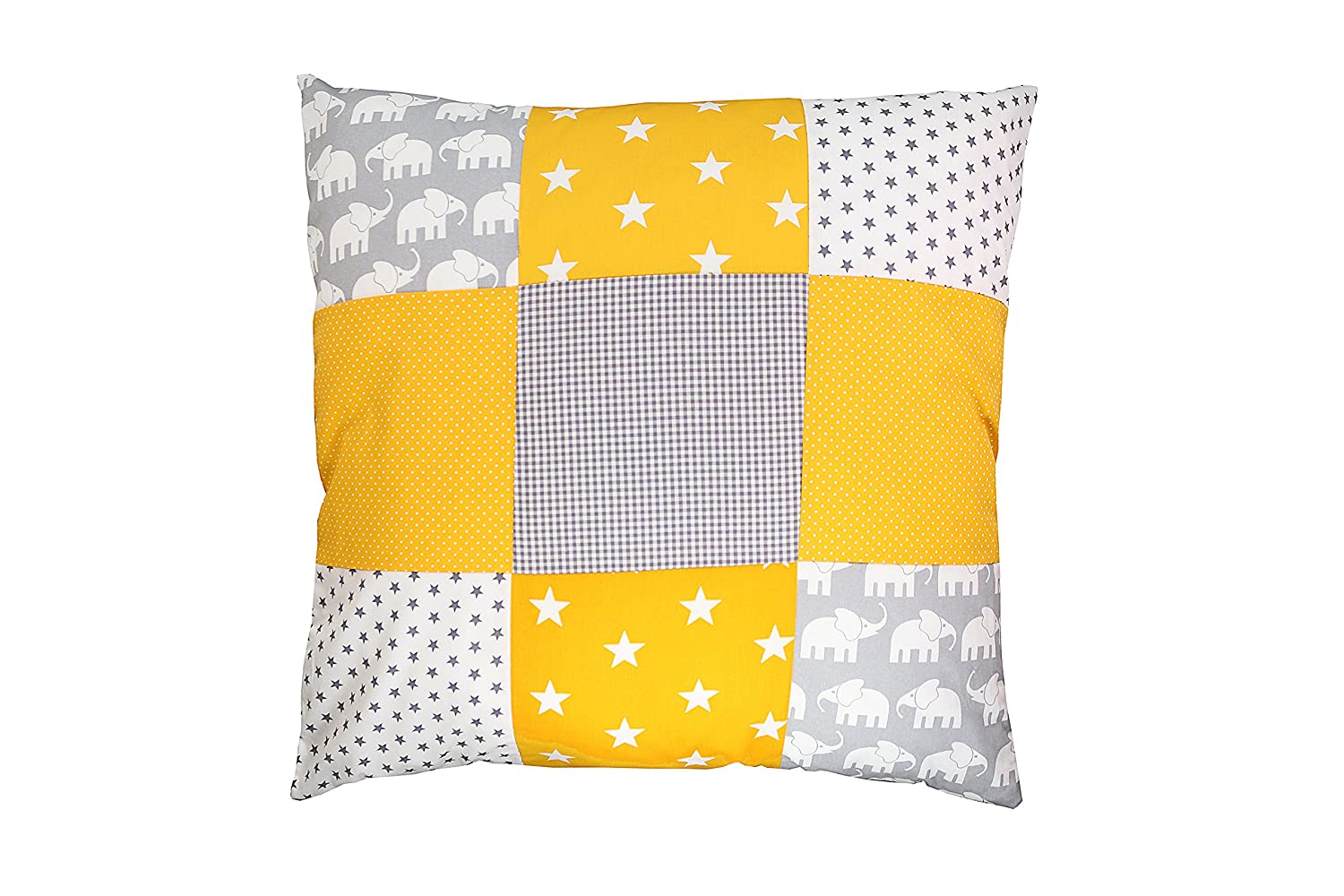 Ullenboom ® Patchwork Cushion Cover Elephant Yellow (60 X 60 Cm Cushion Cov