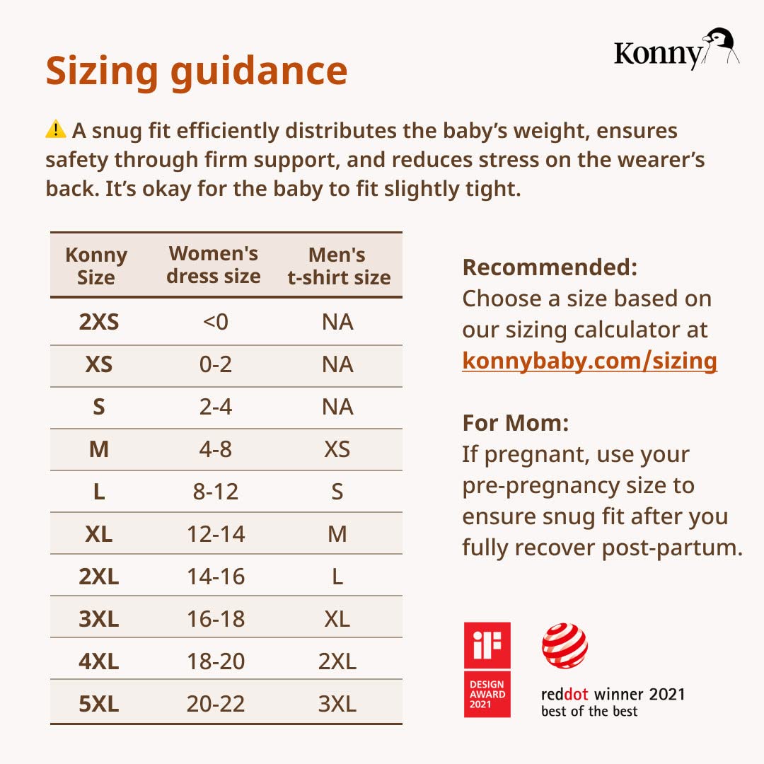 Konny Original Elastech Baby Carrier - Fitted Carry Bag, Easy to Carry, Perfect for Newborns up to 20 kg Toddlers (Beige, 3XL)