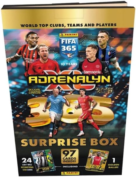 Adrenalyn XL 2025 Advent Calendar - 24 Packs, 24 International Star Cards, 1 Golden Baller | Trading Cards Anniversary Edition + Heartforcards® Shipping Protection