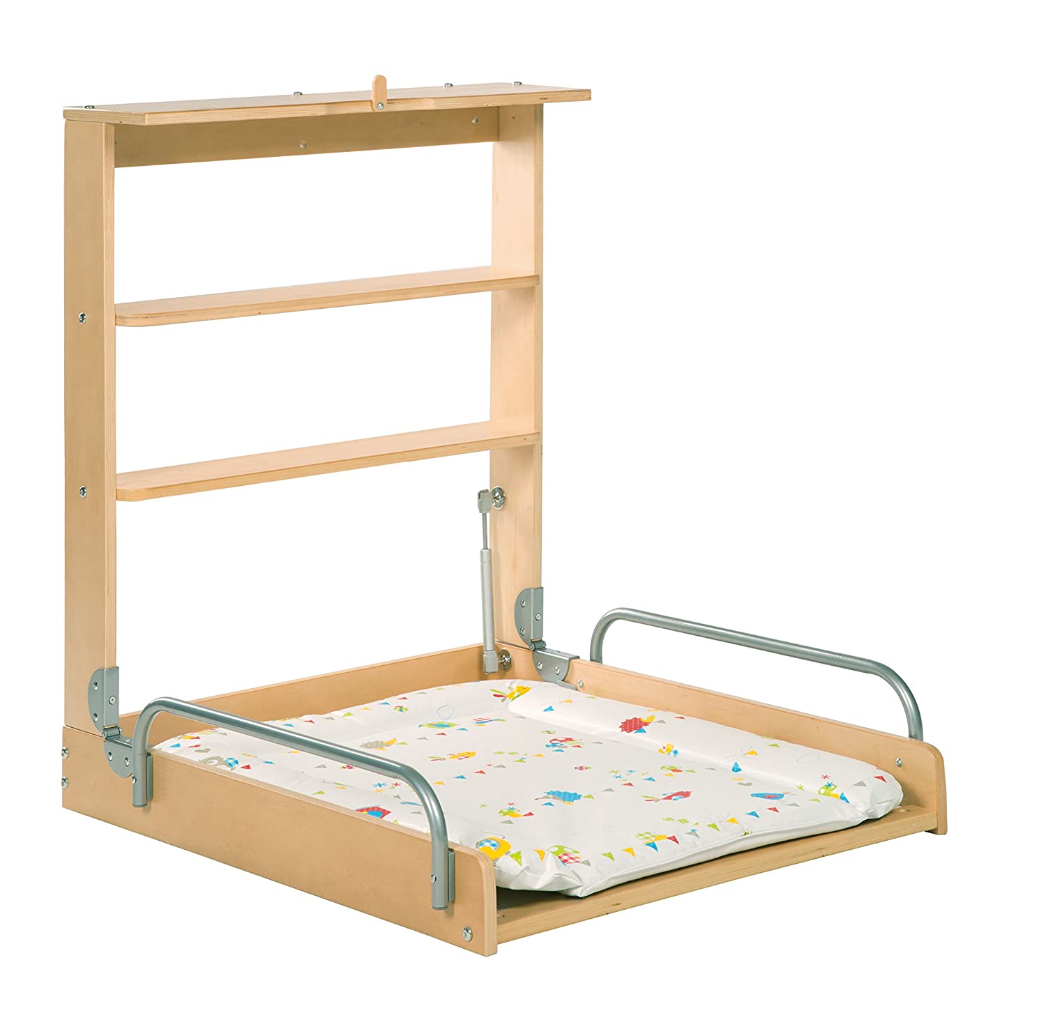 roba Wall Mounted Baby Changing Table, Foldable & Secure Baby Changing Wall Unit natural