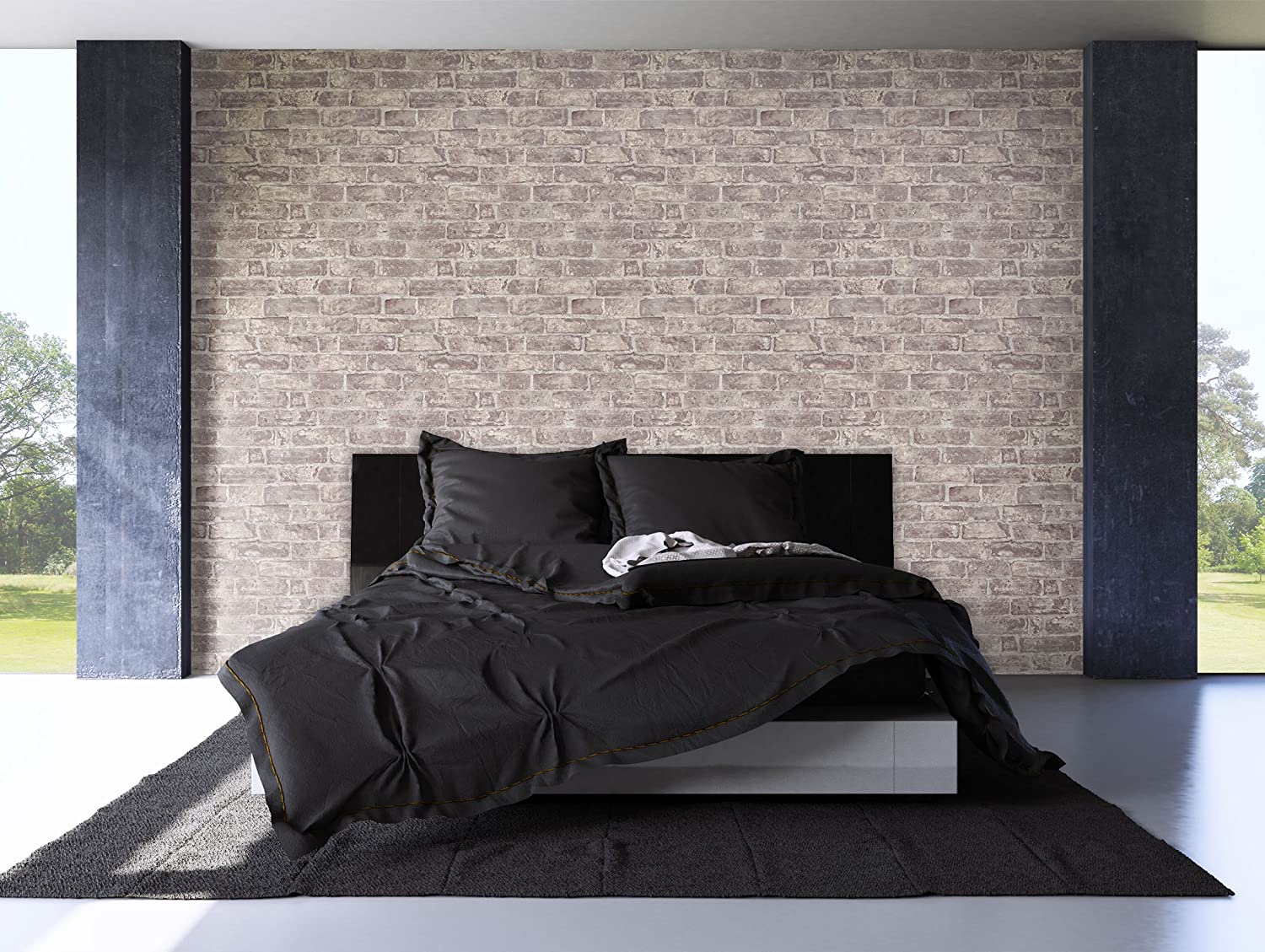 Newroom Wallpaper Brown Non-Woven Wallpaper Stone Pattern Fun Modern & Elegant 3D Look + Wallpaper Guide