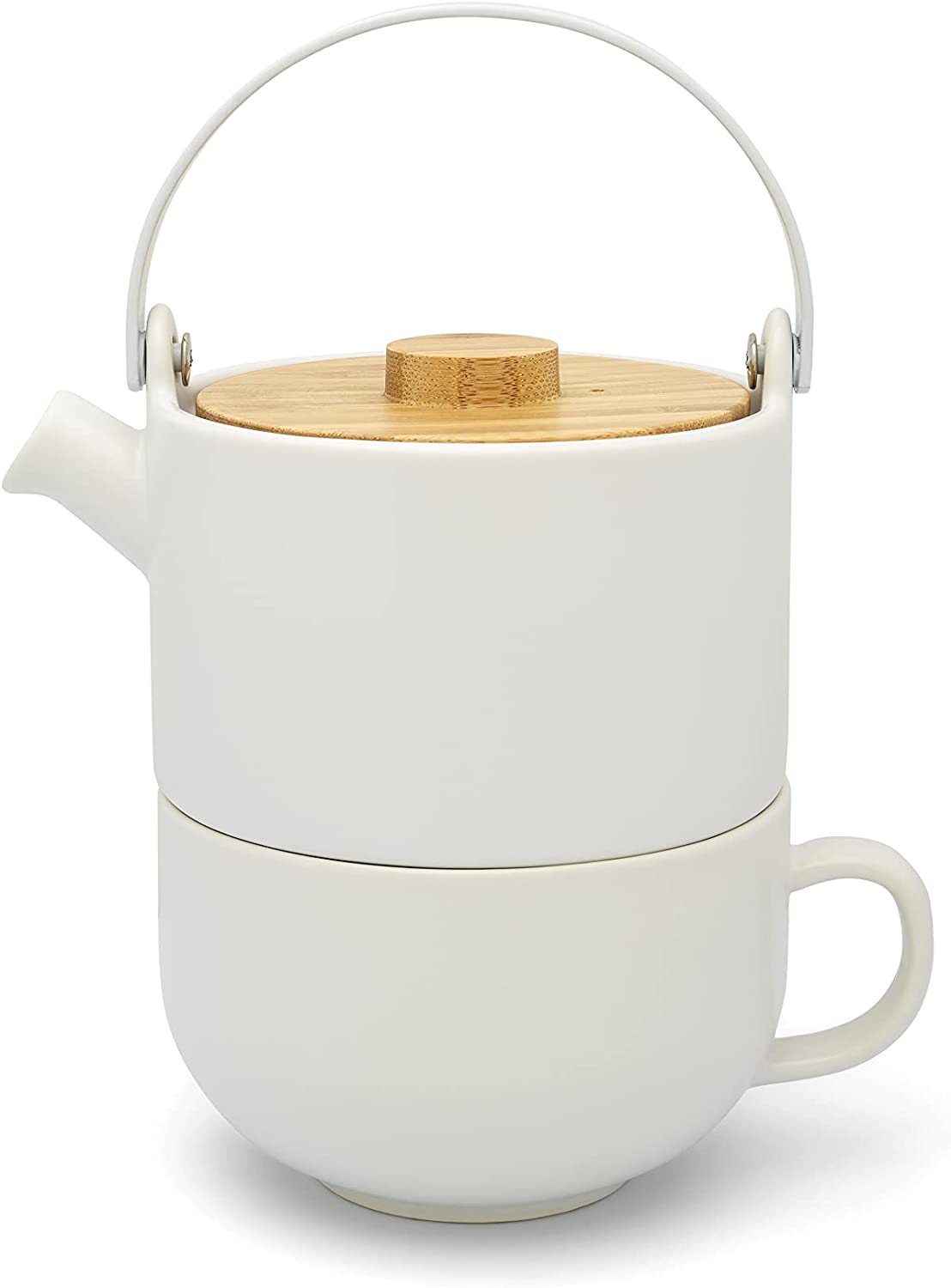 Bredemeijer White Matte Ceramic Tea-for-One Set 0.5 Litres 2-Piece