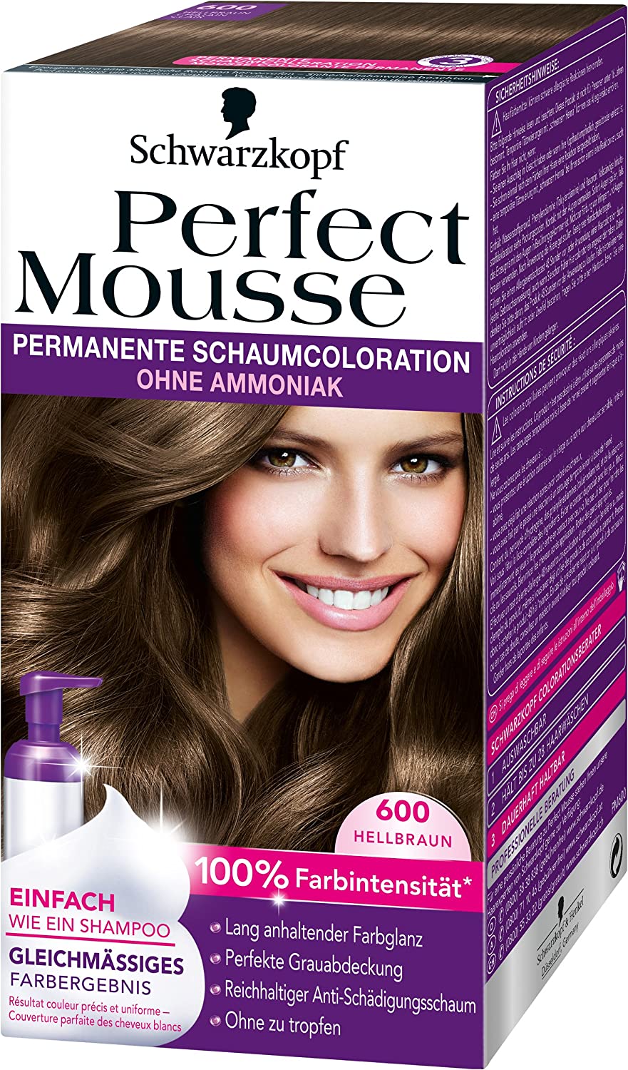 Perfect Mousse Permanent Foam Color 600 Light Brown Pack of 3, ‎600