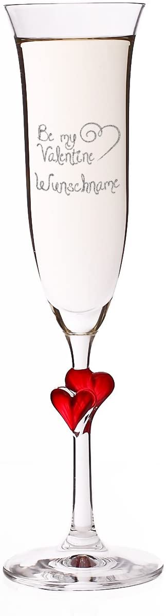 Stölzle Lausitz L \'Amour Champagne Glass Red Hearts Valentine\'s Day, Can 