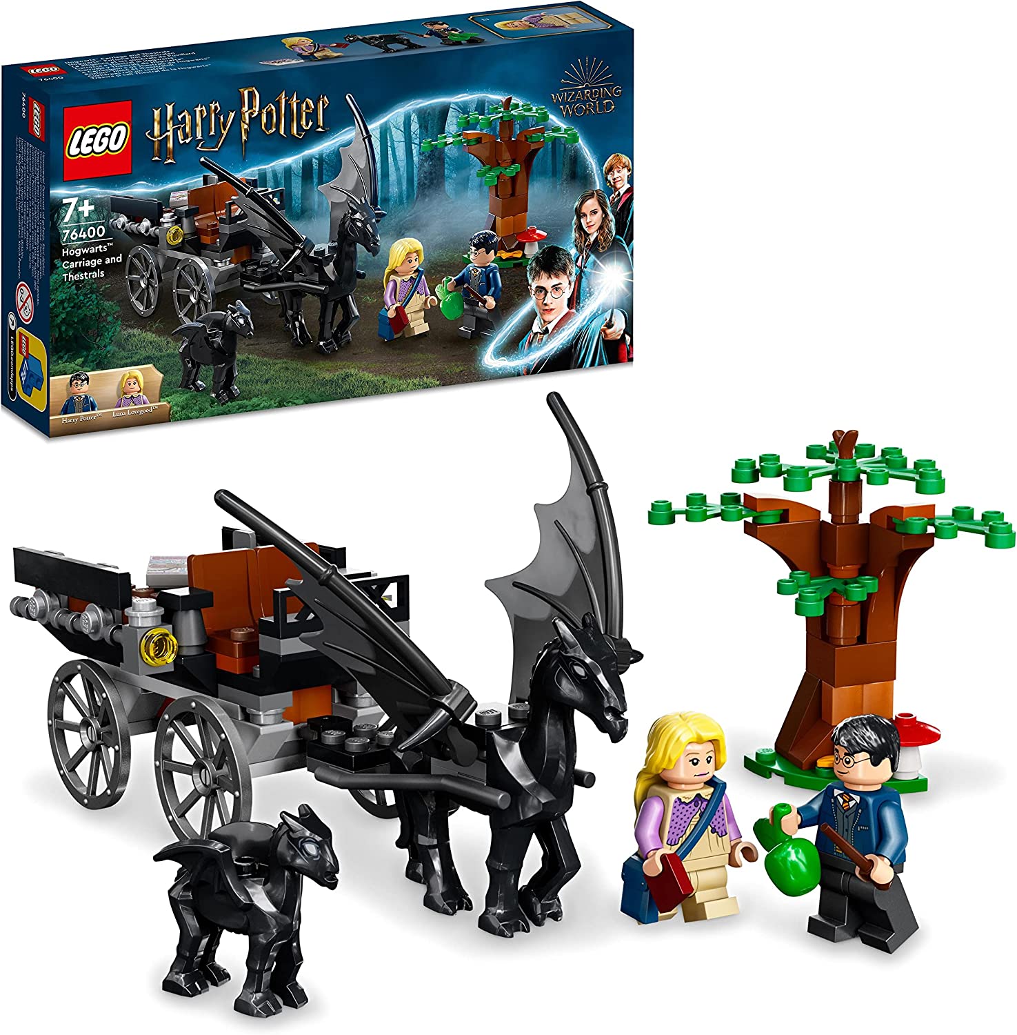 LEGO 76400 Harry Potter Hogwarts Carriage with Thestralen, Toy Set with Mini Figures, Luna Lovegood and Horse Figures, Idea for Gift