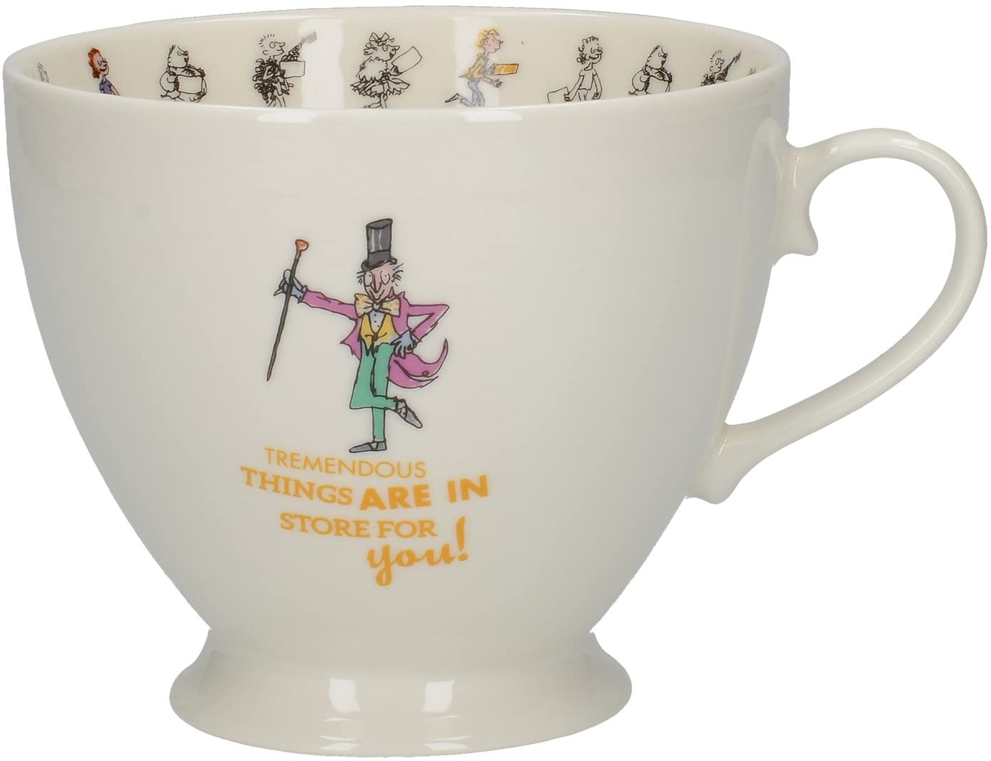 Creative Tops Roald Dahl Porcelain Cup with Base with Quentin Blake Charlie and the Chocolate Factory Illustration, Porcelain, White/Multi-Colour, 13.5 x 10.5 x 8.5 cm