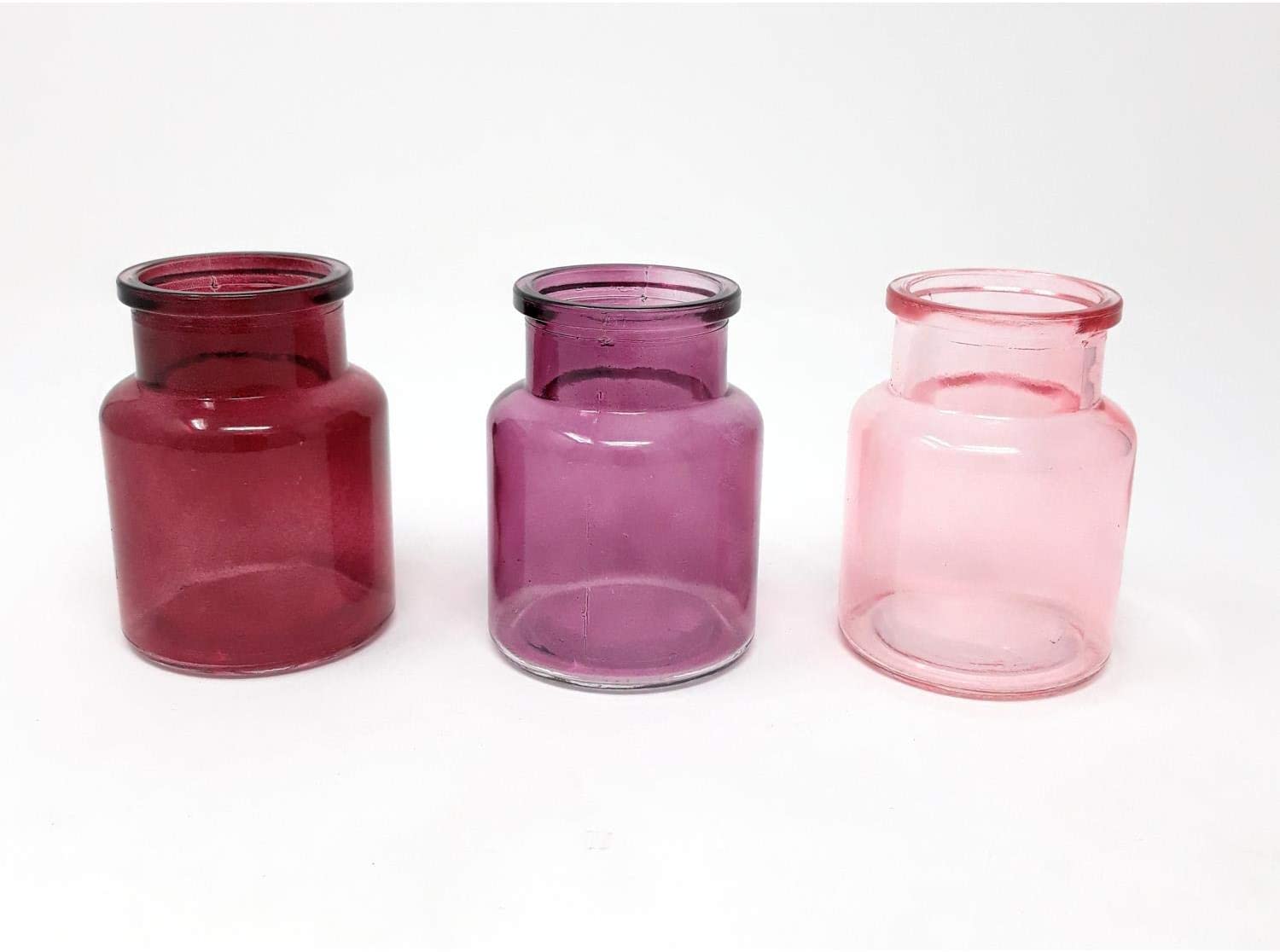 Sandra Rich GmbH glass vase bottle balanced. 3 small bottles approx. 7.5 x 5.5 cm. Fuchsia pink 1166-8-11