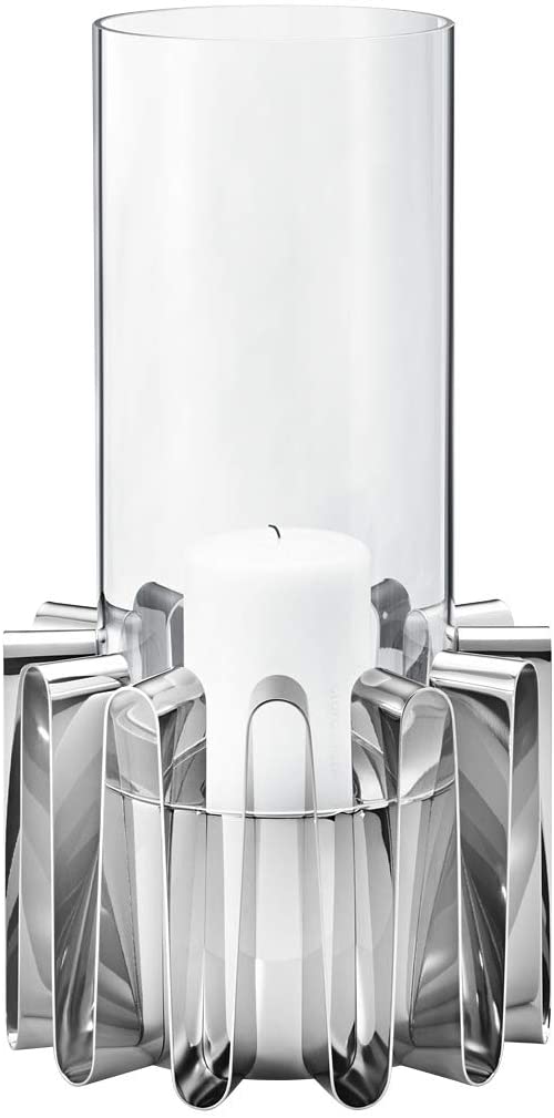 Georg Jensen - Frequency Hurricane - Lantern - Candle Holder - Stainless Steel / Glass - Height 38 cm