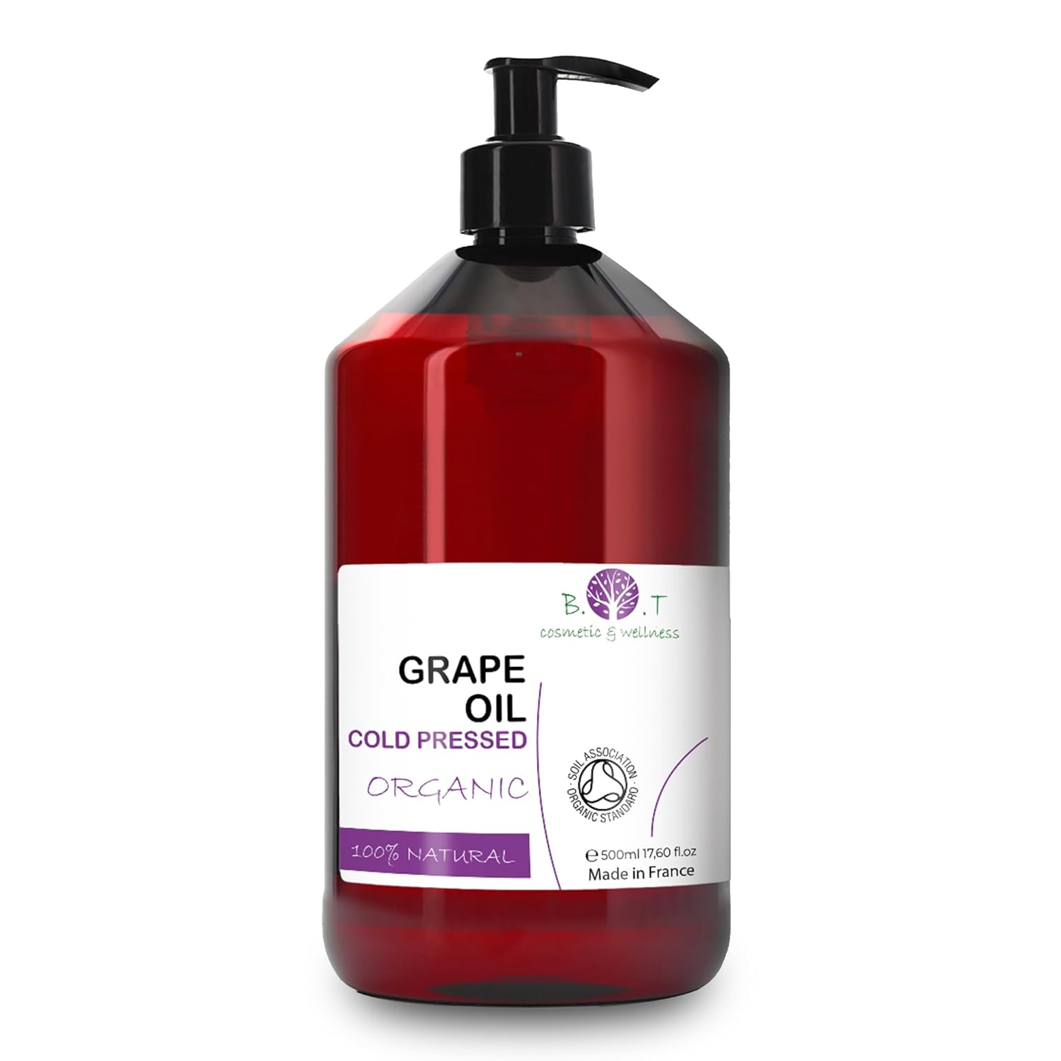 Cold-pressed grape seed oil, 500 ml, intensive skin and hair care, natural make-up remover, face and body moisture oil, massage and mixing oil