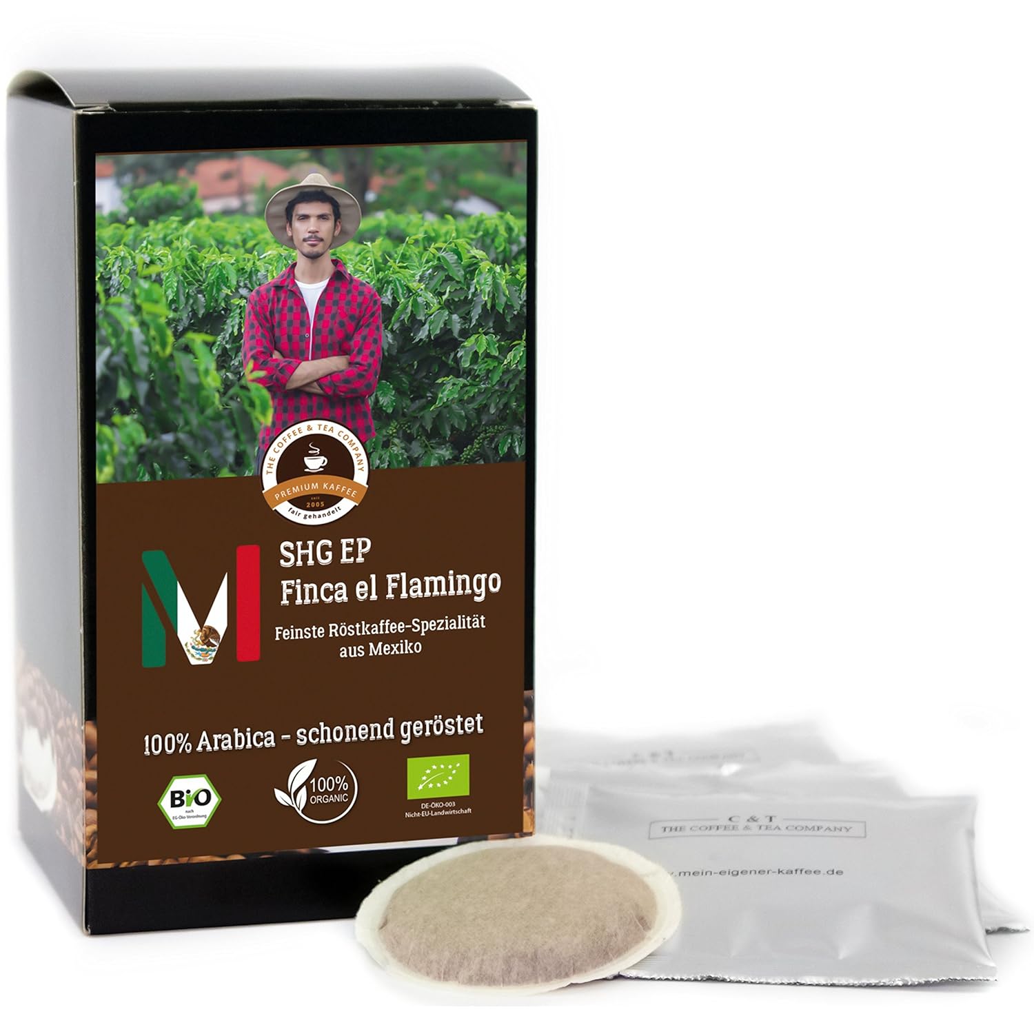 Coffee Globetrotter - Bio Mexico Finca El Flamingo - 50 Premium Coffee Pods - for Senseo Coffee Machine - Top Coffee - Roasted Coffee from Organic Cultivation