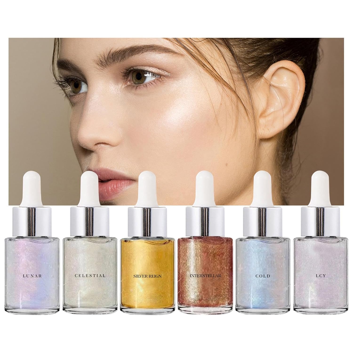 Shimmering Body Oil, Shimmering Body Oil, 30ml Shimmering Body Oil, Long-Lasting Liquid Highlighter for Body, 6 Colours, Golden Liquid