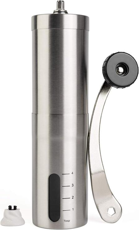 YellRin Manual Coffee Grinder with Ceramic Grinder Stainless Steel Adjustable Hand Coffee Grinder for Coffee Beans Grinding