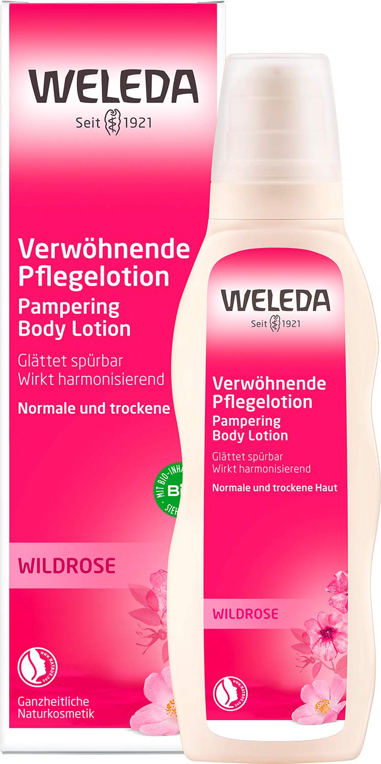 WELEDA Wildrose Pampering Care Lotion, Natural Cosmetics Body Lotion for Intensive Care, Strengthening and Regeneration of Sensitive Skin, Body Lotion for Dry Skin (1 x 200 ml)