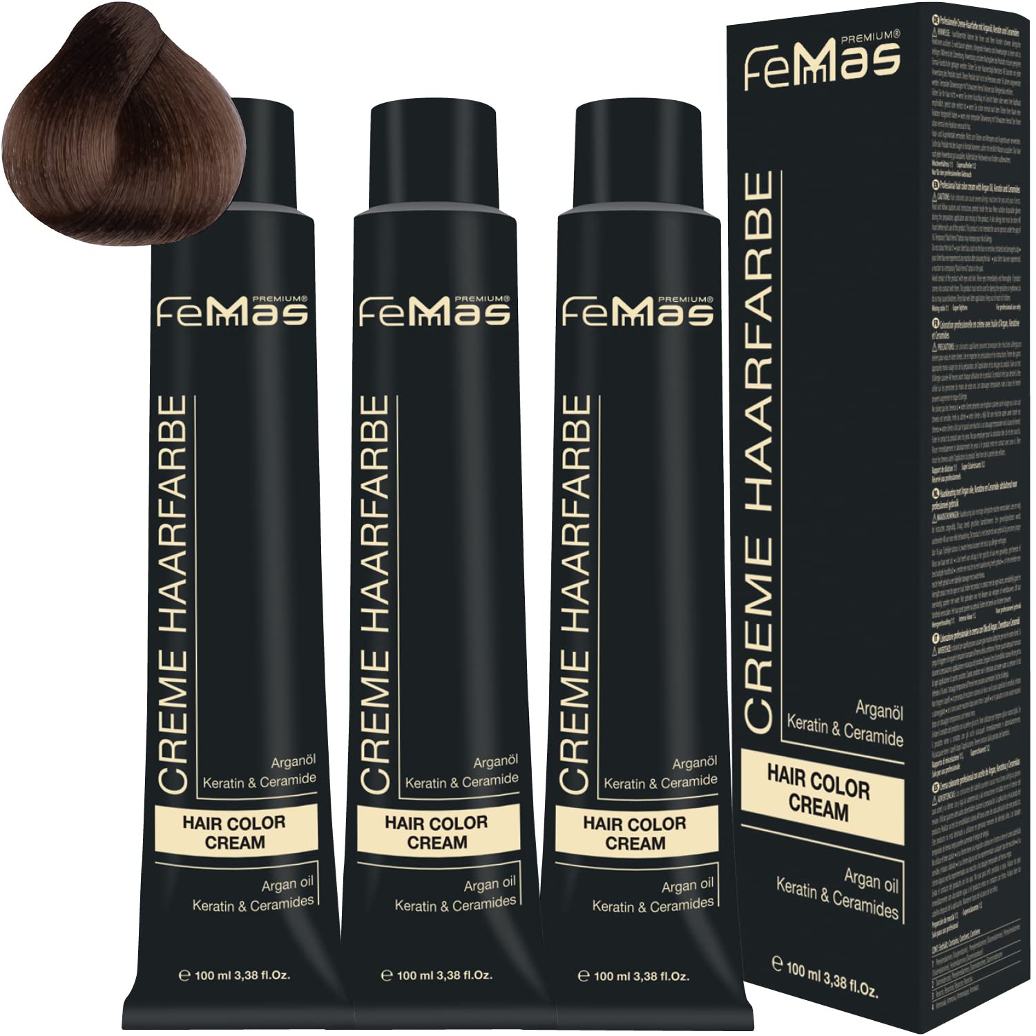 Femmas Hair Colour Cream 100 ml Hair Colour Pack of 3 Light Blonde Intensive 8.0, ‎light