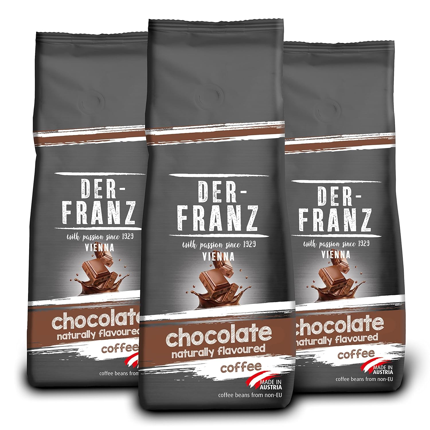 Der-Franz Coffee, Flavored with Chocolate, Arabica and Robusta Coffee Beans, 3 x 500 g