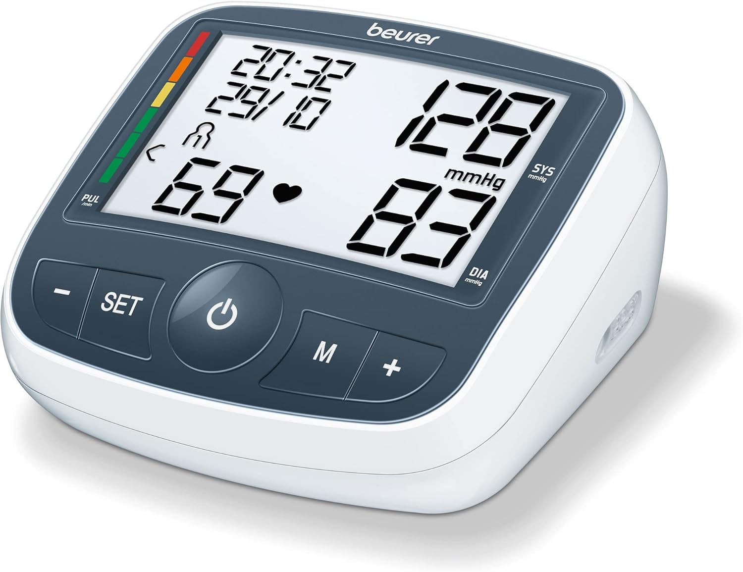 Beurer BM-40 – Blood Pressure Monitor with Adapter, Who, Indicator Module 2 x 60 Measurements, Gray and White